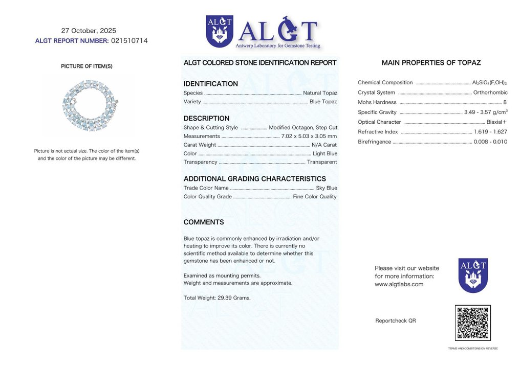 Sin Precio de Reserva - Collar Plata - Topaz - Certified #2.1