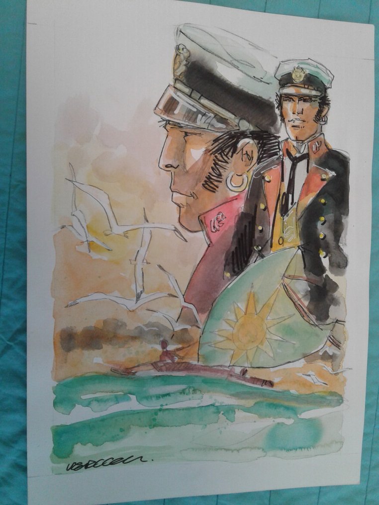 Vercelli, Gino - 1 Original colour drawing - Corto Maltese - Omaggio a Hugo Pratt #3.2