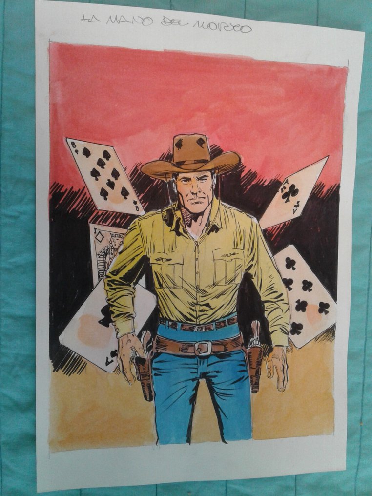 Vercelli, Gino - 1 Original colour drawing - Tex - Omaggio a Galep #4.3