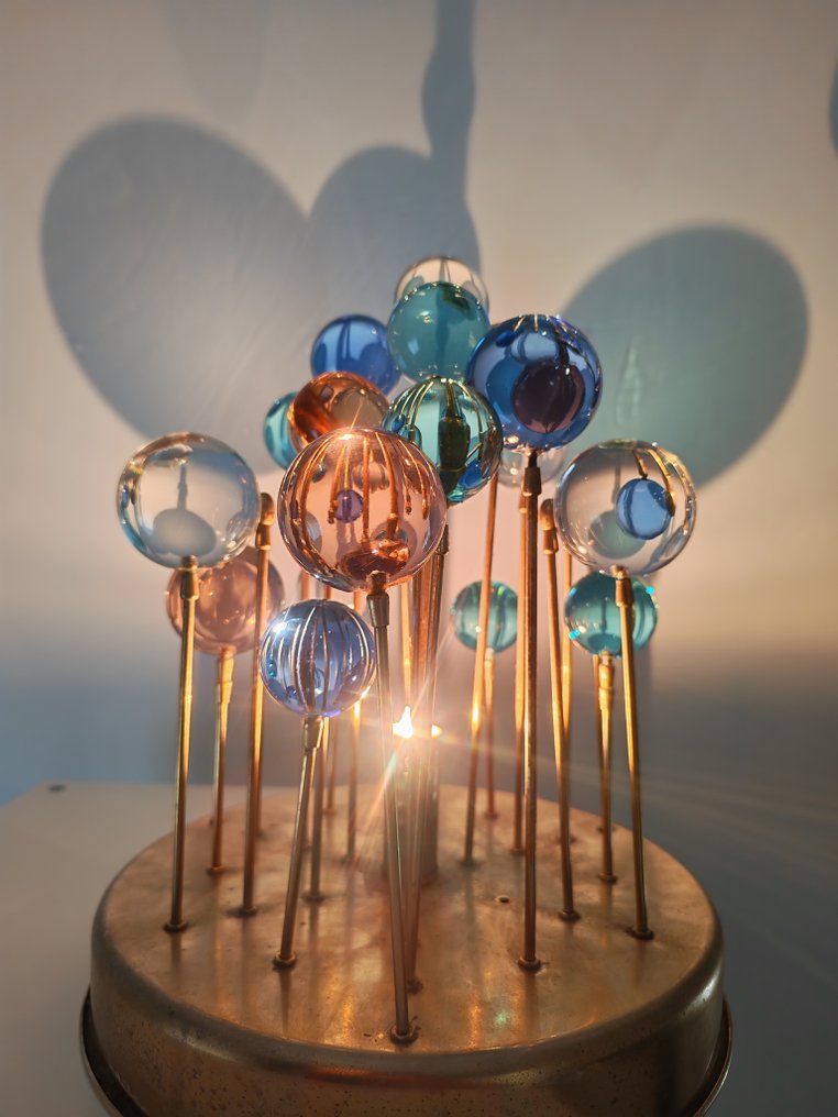 台灯 - 太空时代 - 镀金黄铜, 水晶, 镀金黄铜 - 水晶球灯 #1.0