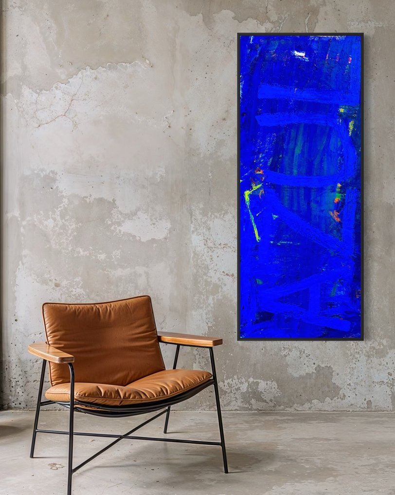 Cristine Balarine - Azul _ panel 1 of 2 _ XXL extra large original abstract painting  #4.3