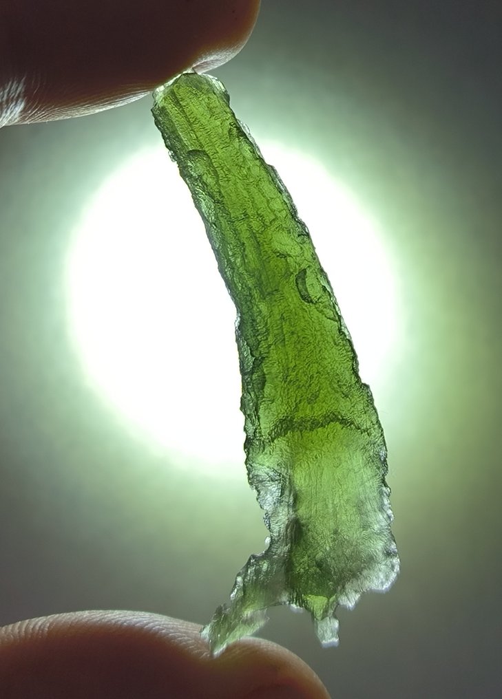 Moldavite from Chlum, South Bohemia - Height: 54 mm - Width: 18 mm - 7.6 g #4.3