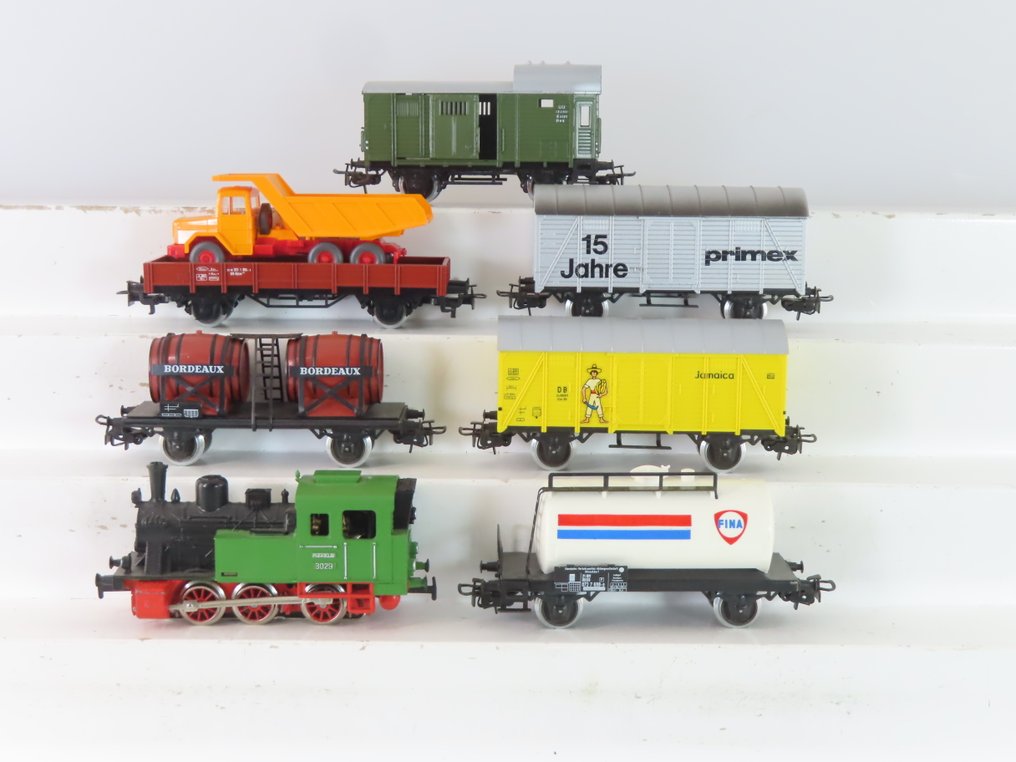 Primex H0 - 2760 - Set di treni (1) - Set da 7 pezzi con locomotiva a tender a 3 assi e diversi carri merci a 2 assi, tra cui un carro #1.0