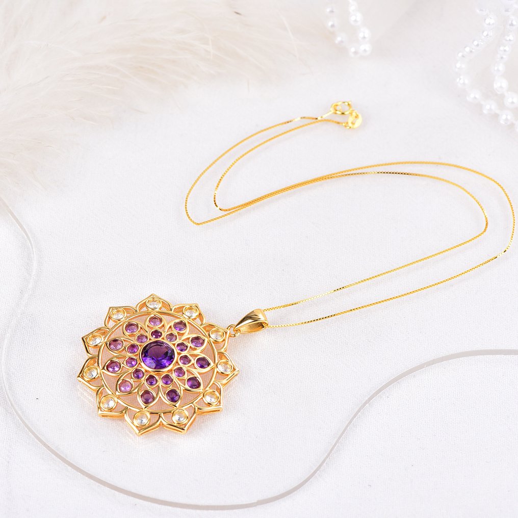 Sans Prix de Réserve - Pendentif Argent - Gemmes mixtes - Certifié #3.2