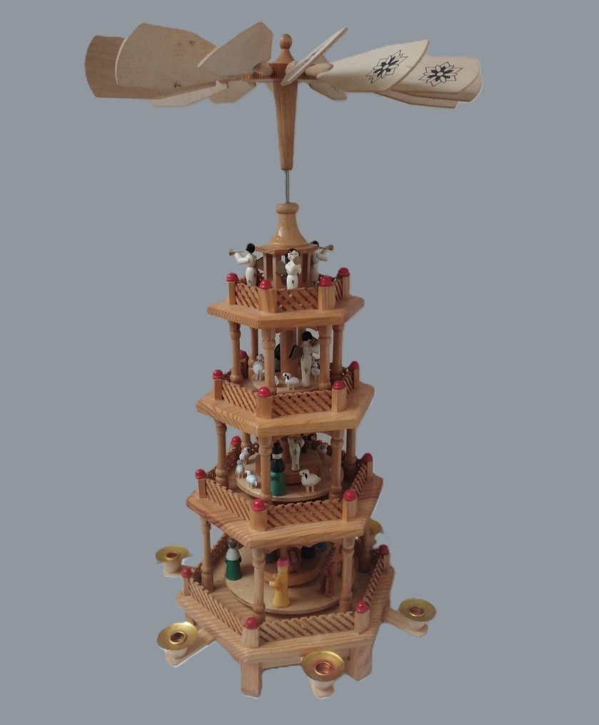 Christmas figurine - Rotating Christmas pyramid, 4-tiered - 56 cm - top - Wood #3.2