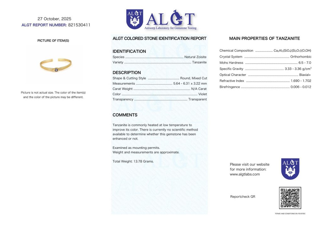 Ingen mindstepris - Armbånd Sølv - Tanzanite - Certificeret #2.1