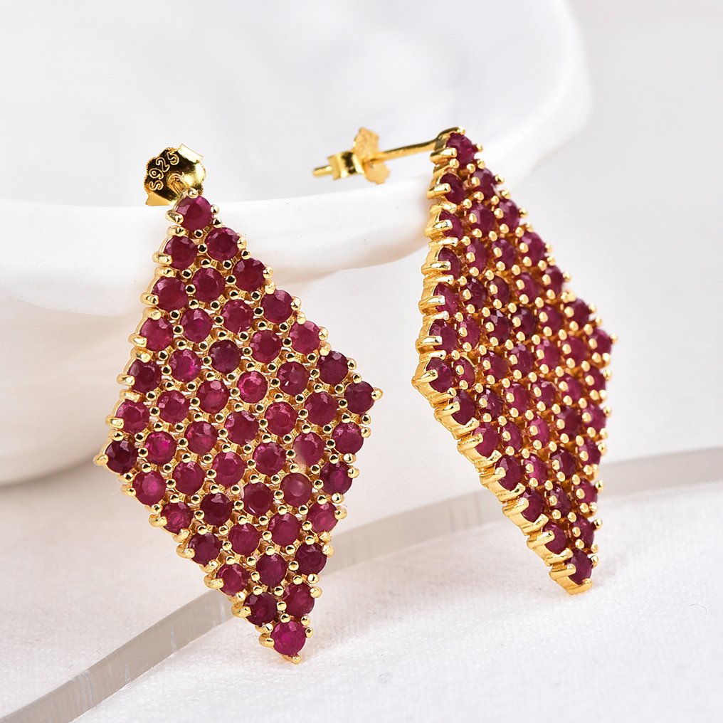 Ingen mindstepris - Øreringe Sølv - Ruby - Certificeret #1.0