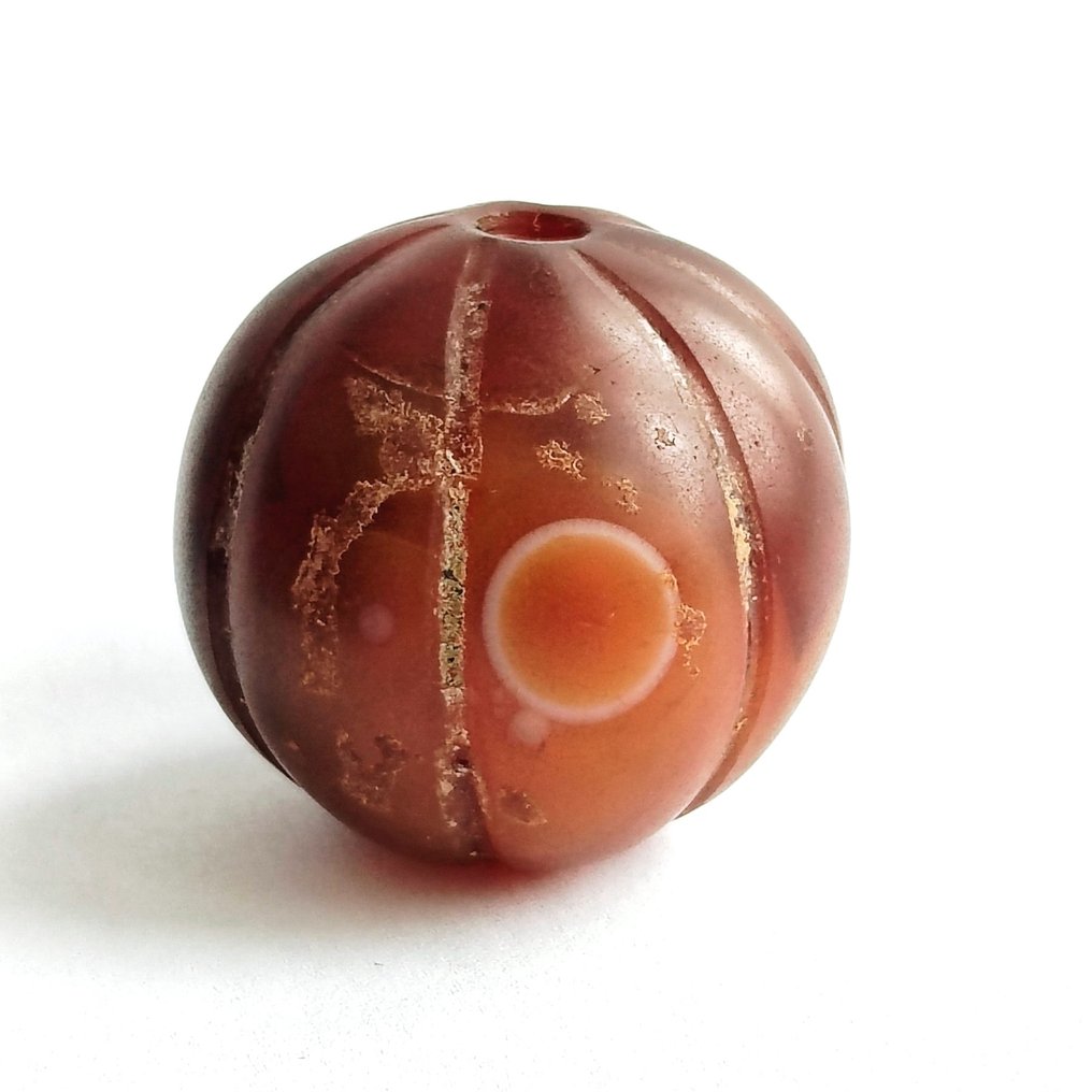 Tibetisch oder nepalesisch Red Agate Seltenes Perlenamulett mit Buddhas Auge. - 35 mm #1.0