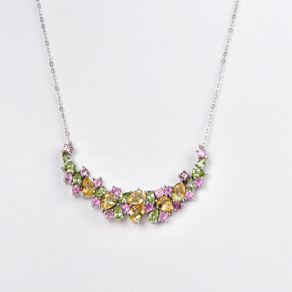 Senza Prezzo di Riserva - Collana Argento - Gemstone miste - Certificato #1.0