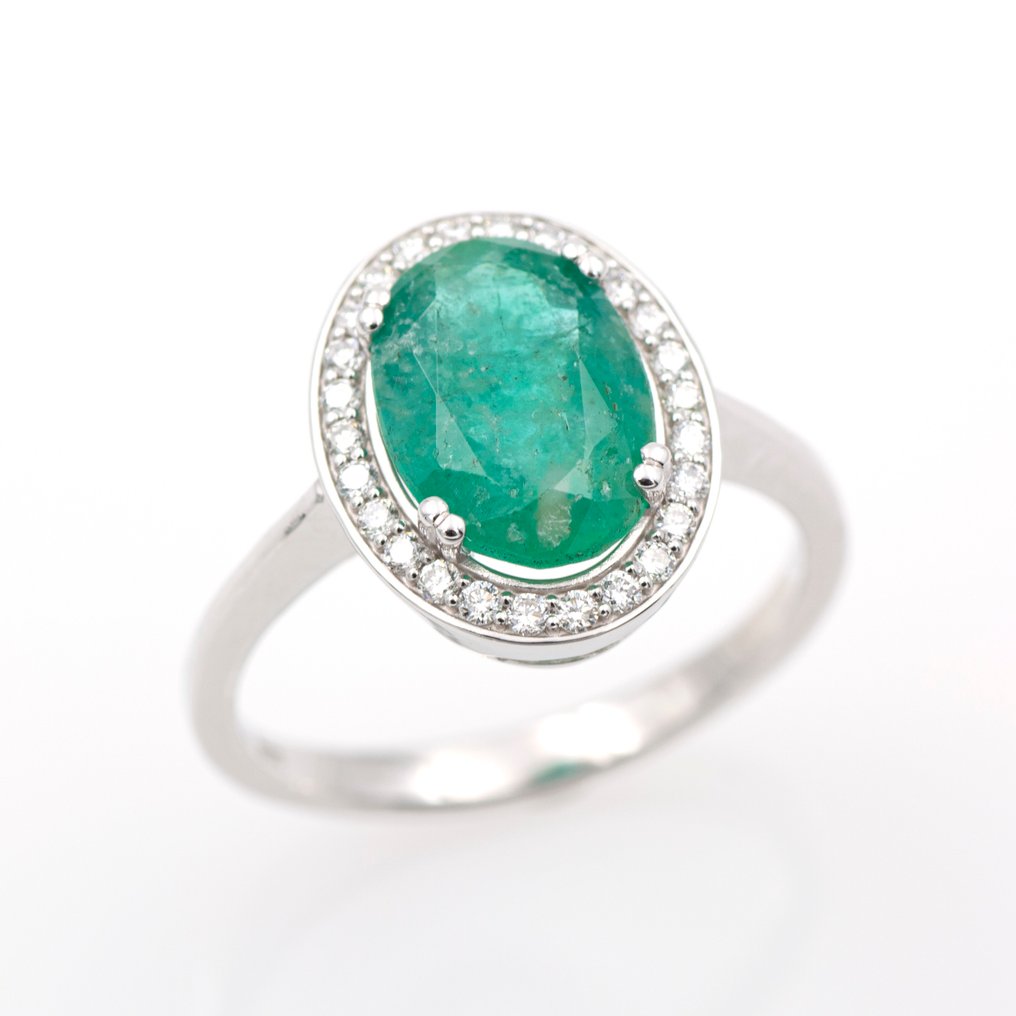 No Reserve Price - Ring - 18 kt. White gold - 2.61ct. tw. Emerald - Diamond #2.1