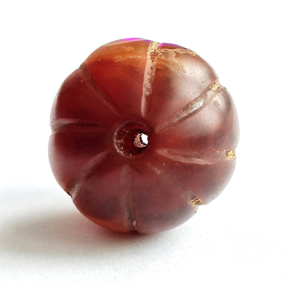Tibetisch oder nepalesisch Red Agate Seltenes Perlenamulett mit Buddhas Auge. - 35 mm #2.1