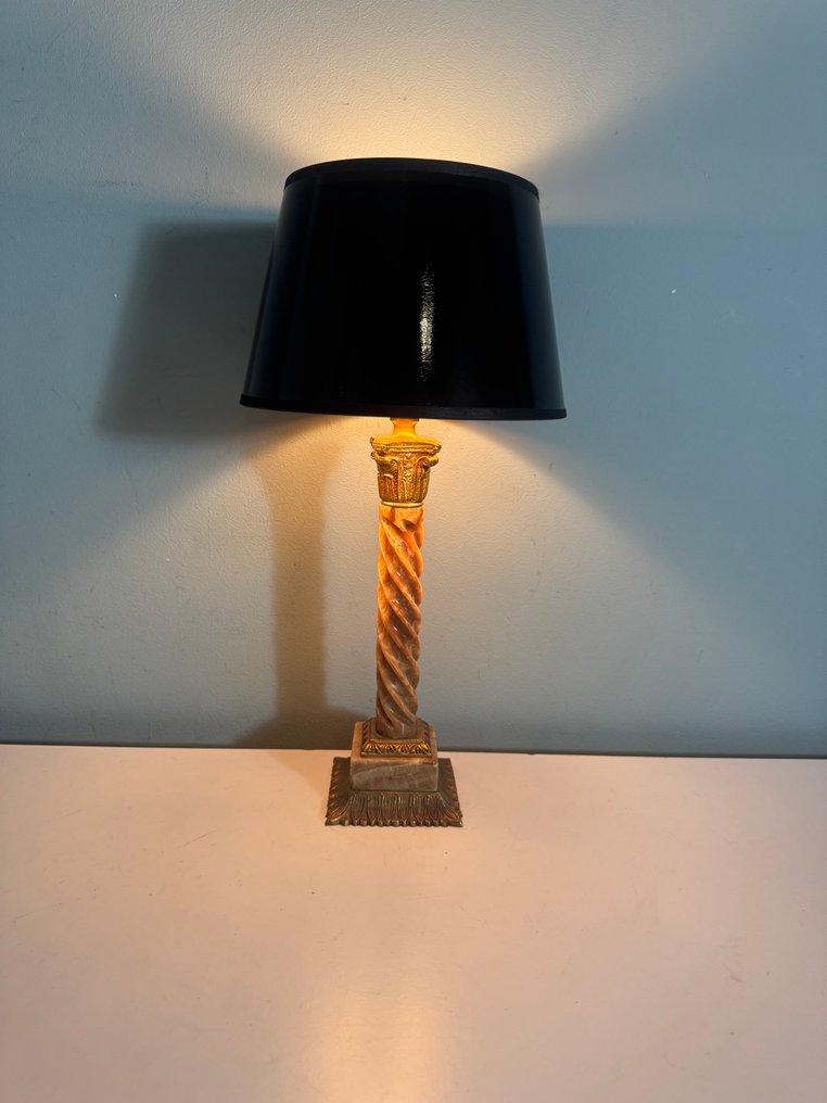 檯燈 - 优雅的复古台灯，配有旋转大理石和黄铜点缀 - 黃銅, 大理石 #2.1