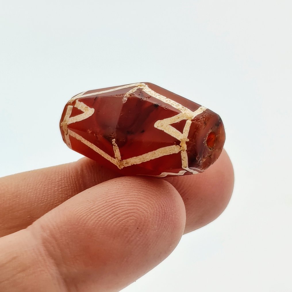 Ancient Burmese, Pyu States Etched Agate Bead Talisman with Special Design - 28 mm (No Reserve Price) #1.0