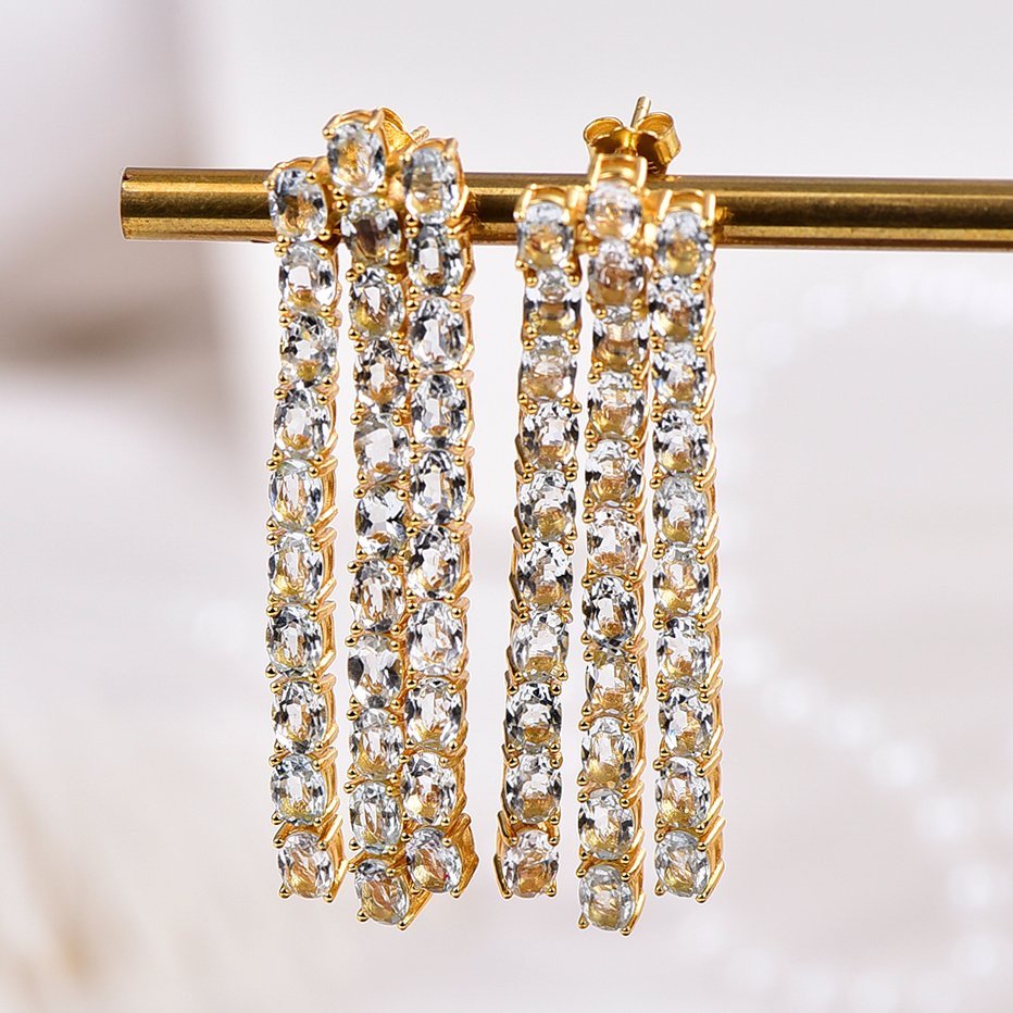 Senza Prezzo di Riserva - Orecchini Argento - Aquamarine - Certificato #3.2