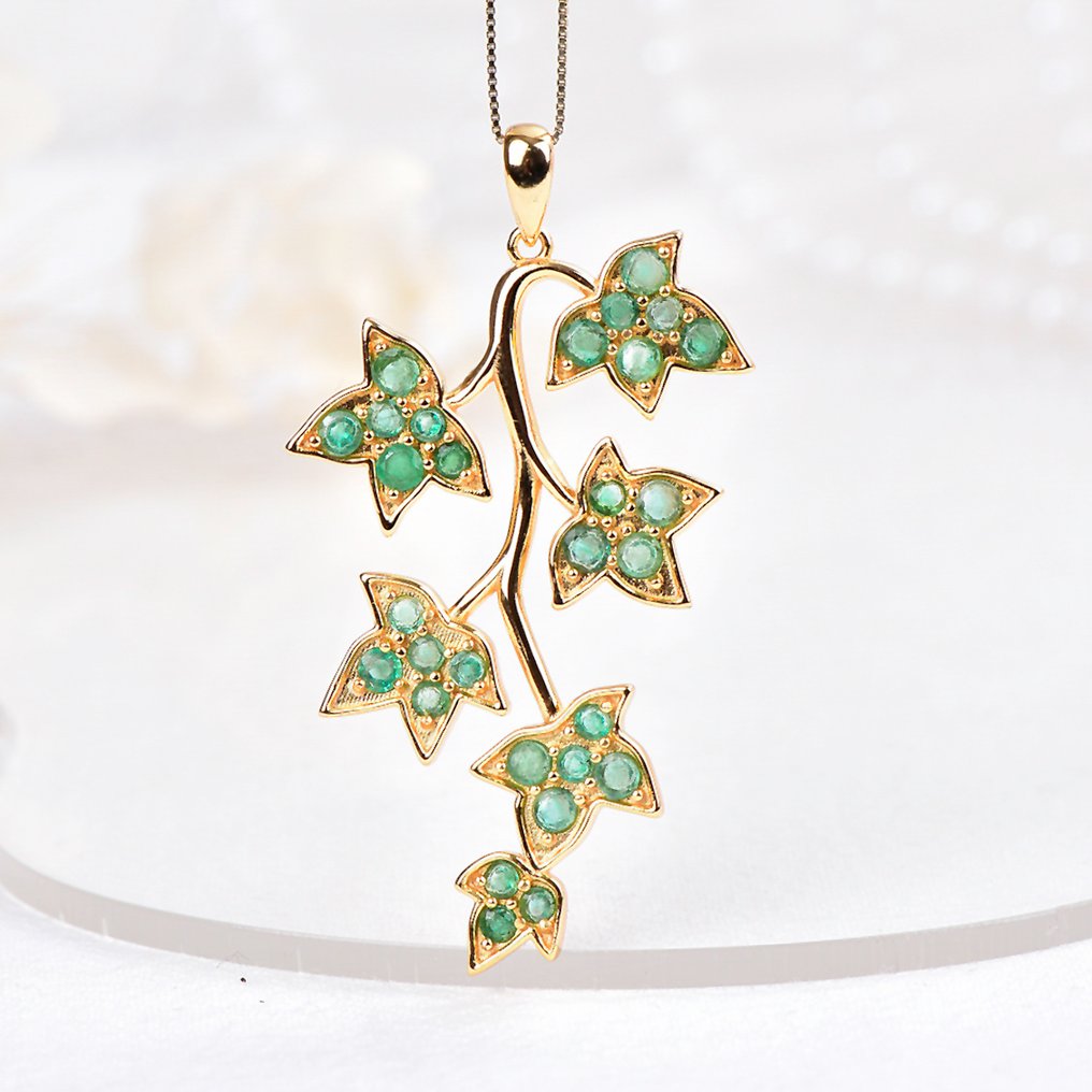 Nincs minimálár - Függő Ezüst - Emerald - Certified #1.0