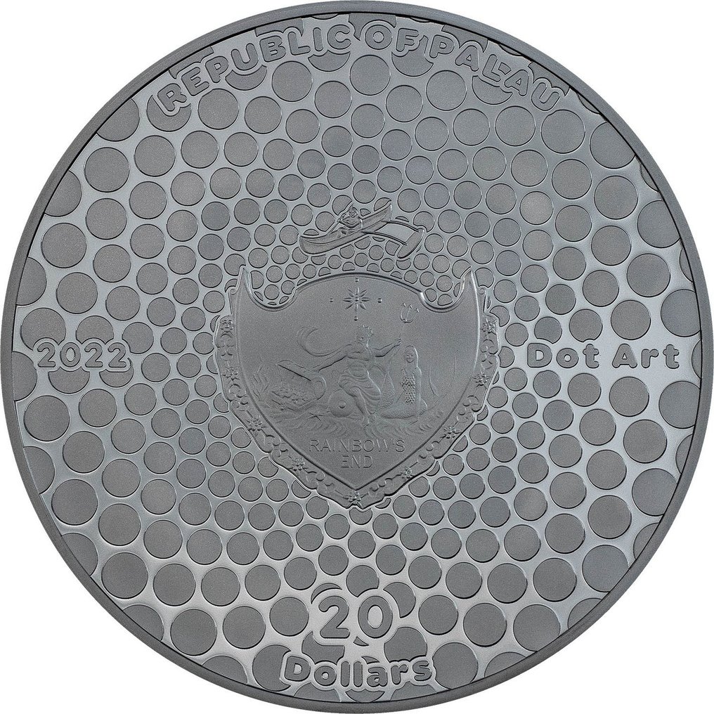 Palau. 20 Dollars 2022 3 oz, Egypt Pyramid – Dot Art, third release in the artistic Dot Art series #1.0