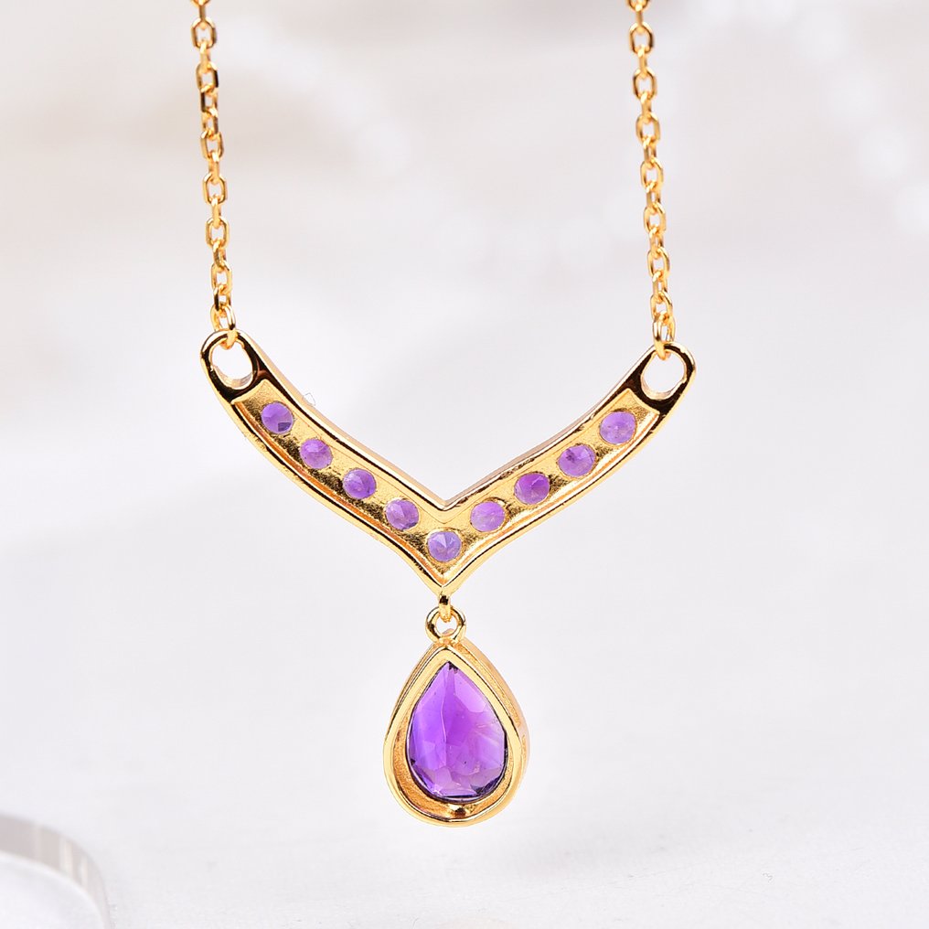 Zonder Minimumprijs - Halsketting Zilver - Amethyst - Certified #4.3