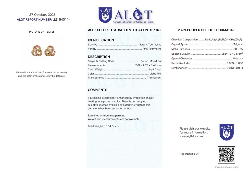 χωρίς τιμή ασφαλείας - Σκουλαρίκια Ασημί - Tourmaline - Πιστοποιημένο #2.1