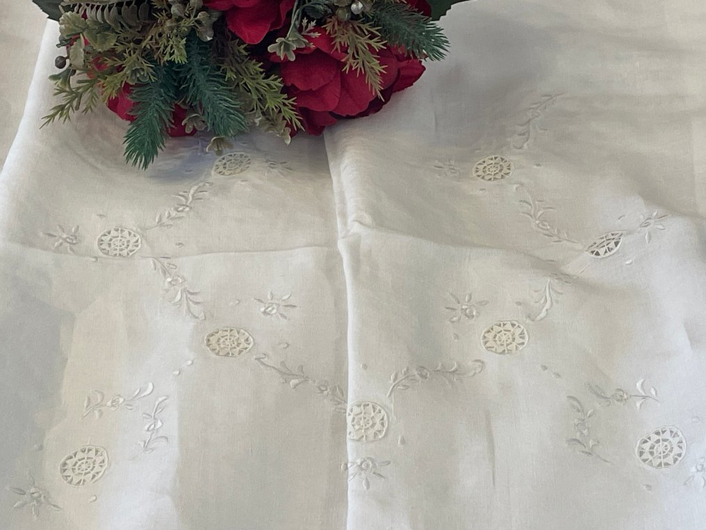 punti utilizzati punto pieno, punto rete, punto ago - Bed sheet (3)  - 260 cm - 233 cm - Sheet with embroidery #2.1