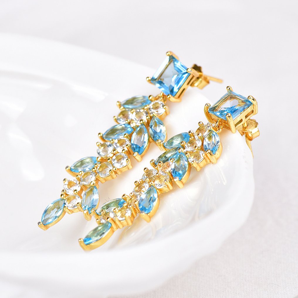 Zonder Minimumprijs - Oorbellen Zilver - Gemengde edelstenen - Gecertificeerd #1.0