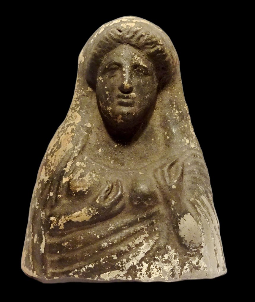 Αρχαία Ελλάδα Μεγάλο αφιερωτικό προτομή νεαρής θεάς - 5ος αιώνας π.Χ. - Με άδεια εξαγωγής #1.0