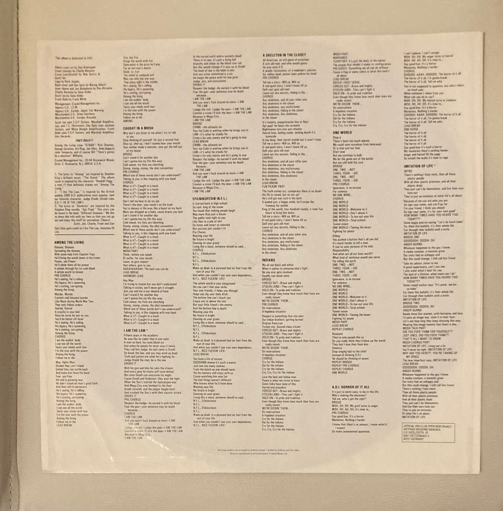 Anthrax - Flere artiser - Among The Living - LP - 1st Pressing - 1987 #3.2