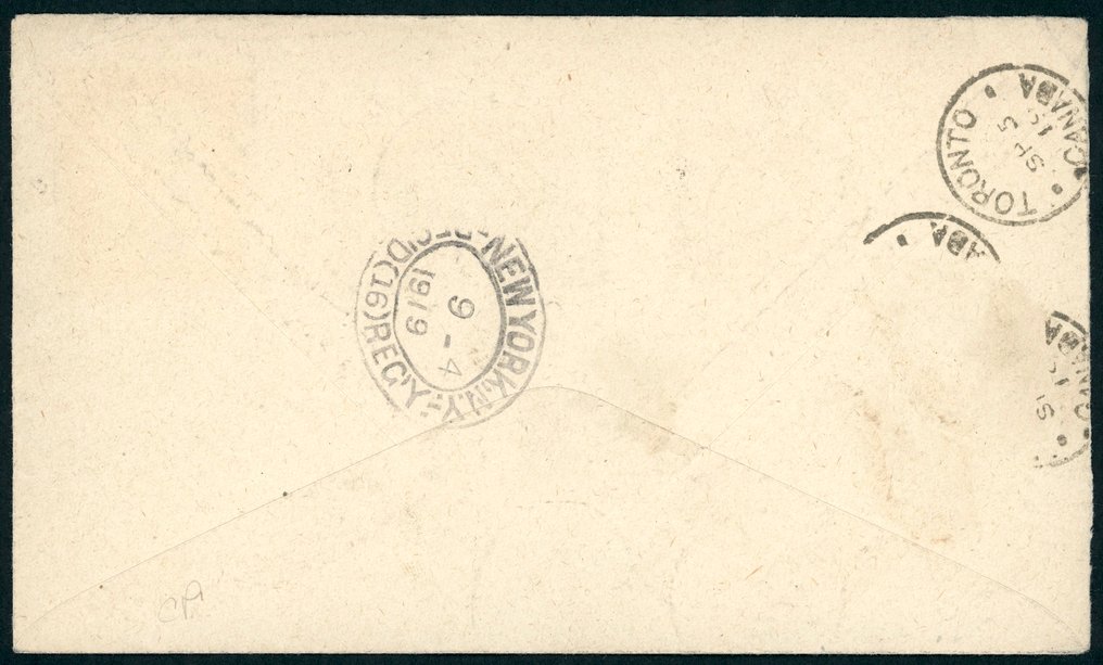 Brit Közösség - Bahama-szigetek 1919 - Brit Közösség - Bahama-szigetek - 3 P War Tax 1919 mit Zusatzfrankatur auf E-Brief aus Nassau über New York nach Toronto #2.1