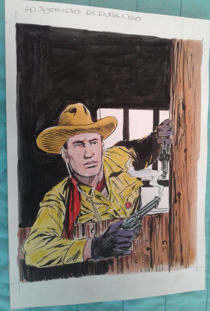 Vercelli, Gino - 1 Original colour drawing - Tex - Omaggio a Galep #3.2