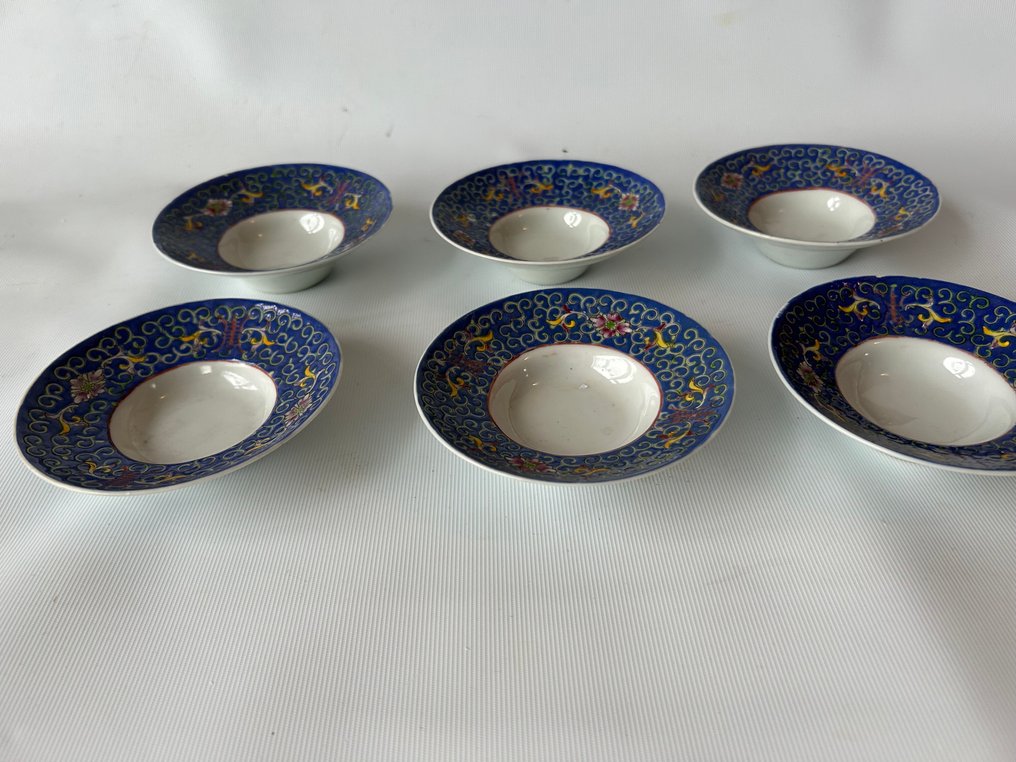 Blauw met roze kop en schotels - Cup and saucer (6) - Kop en schotels - Bone china - 6 cups and saucers #3.2