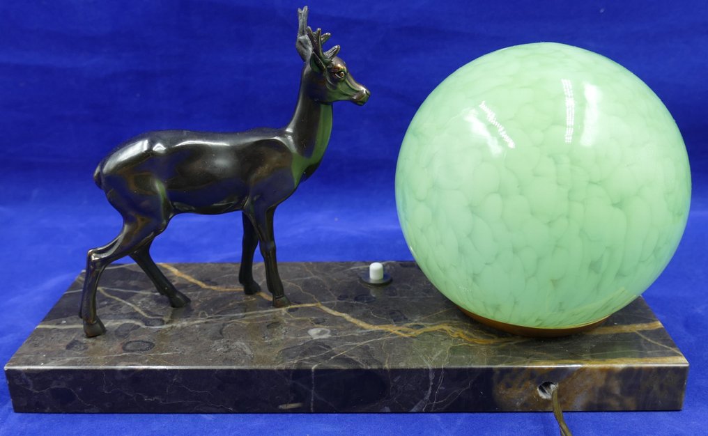 Table lamp - Doe, Spelter, Marble, Glass #1.0