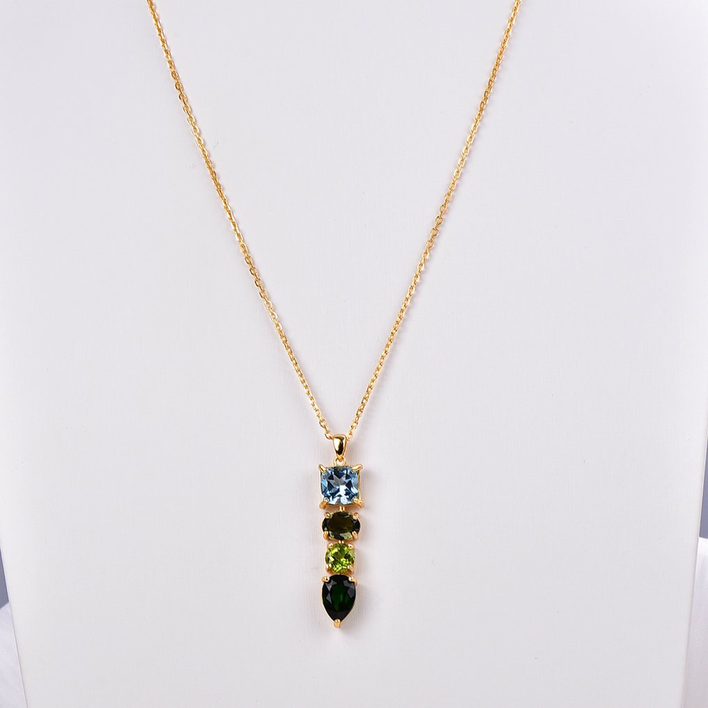 Sans Prix de Réserve - Collier Argent - Gemmes mixtes - Certifié #3.2