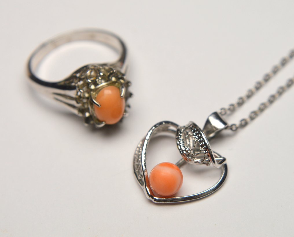 Coral - Anillo + Collar - Conjunto de joyas de 2 piezas #1.0