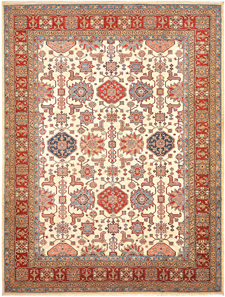 Afghan, Kazak, Håndknyttet super kazak tæppe i premium uld. - Tæppe - 400 cm - 300 cm - Fine kvalitet håndlavet tæppe #1.0