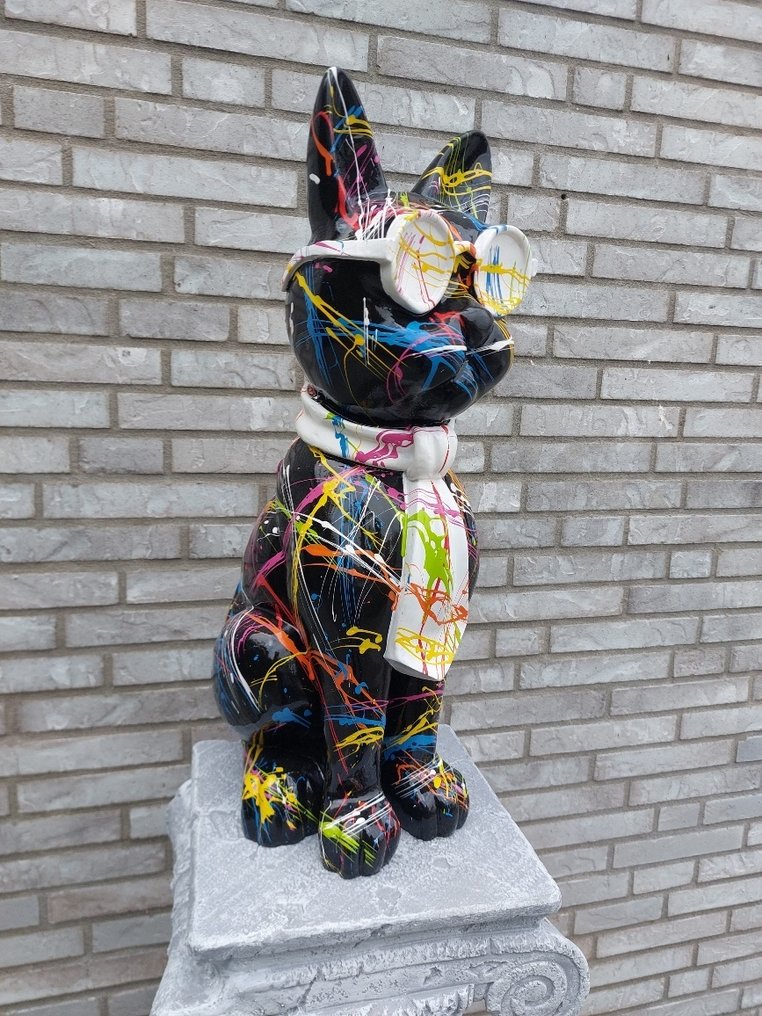 Statue, hand painted dog with sunglasses in diverse color - 57 cm - polyresin #3.2