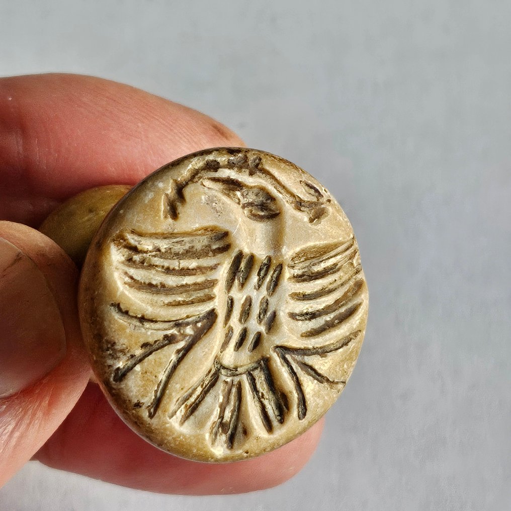 Centralasiatisk Jasper Eagle Seal Bead Talisman - 30 mm #1.0