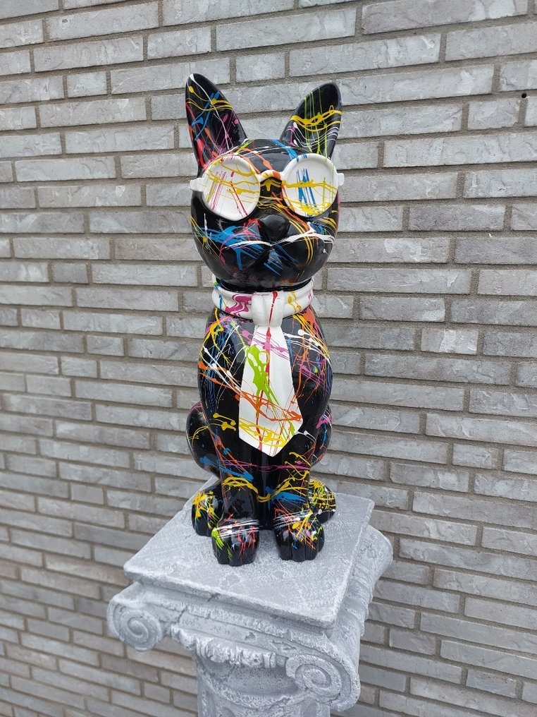 Statue, hand painted dog with sunglasses in diverse color - 57 cm - polyresin #1.0