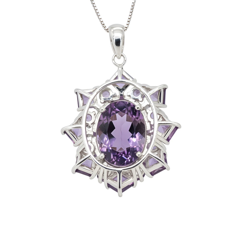 Sem preço de reserva - Colar Banhado a ouro Ametista - Banho de ouro 18K #2.1