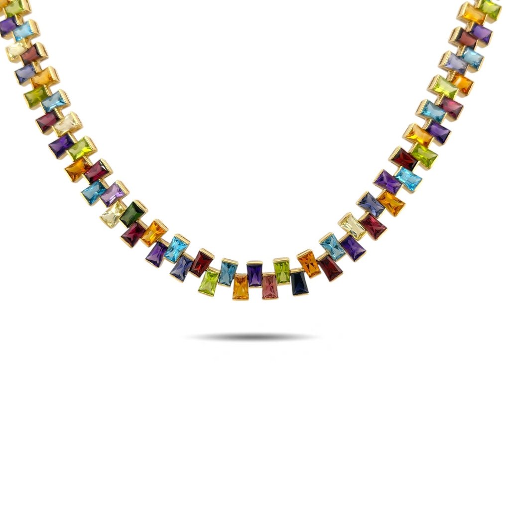 Κολιέ - 14 καράτια Κίτρινο χρυσό, Αποκλειστικό ουράνιο τόξο 14K Κίτρινο Χρυσό 117,50 καρατίων Κολιέ με πολύτιμους λίθους -  117.50ct. tw. #2.1