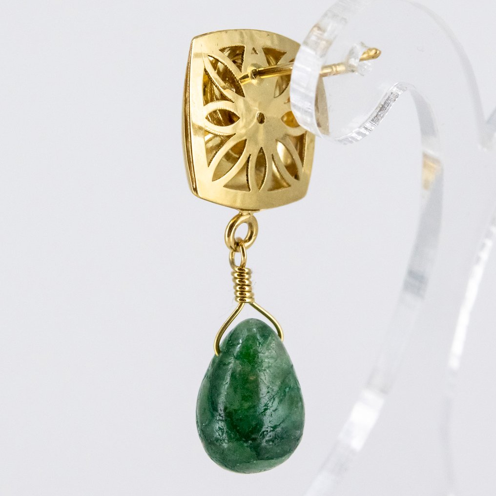 耳环 - 18K包金 黄金 红宝石 - 钻石 #4.3