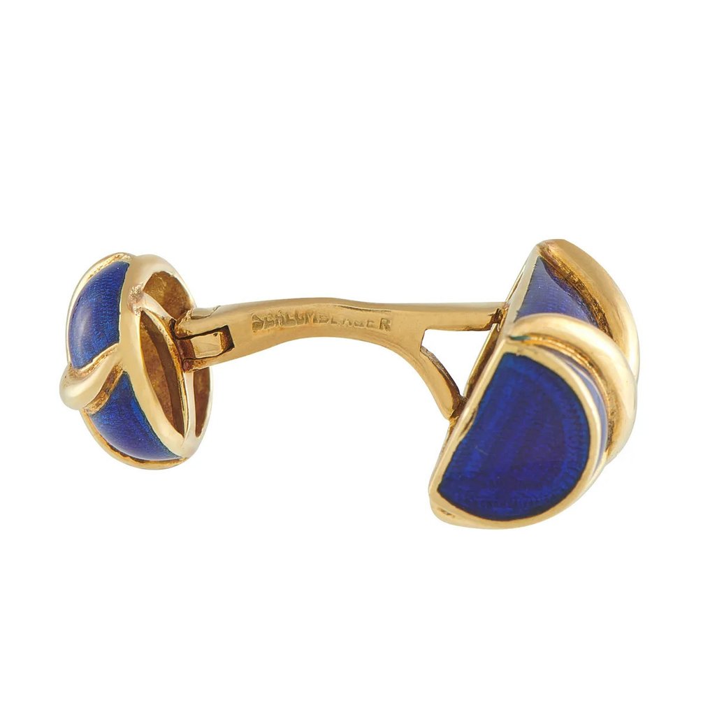 Tiffany & Co. - Boutons de manchette - 18 carats TIFFANY & CO. Tiffany & Co. boutons de manchette en or jaune 18 carats émaillé, Or jaune #4.3