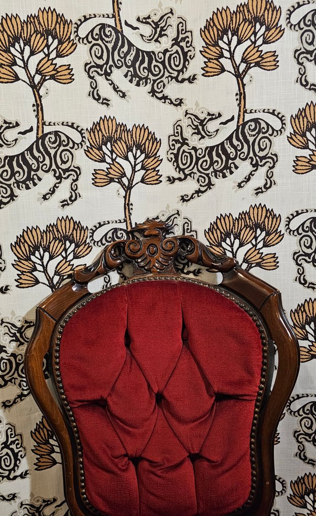 300x280cm! «Draghi e Cipressi d'Oro» - Orientalt bomullsstoff med striper - Originalt orientalsk - Tekstil - 300 cm - 280 cm #4.3