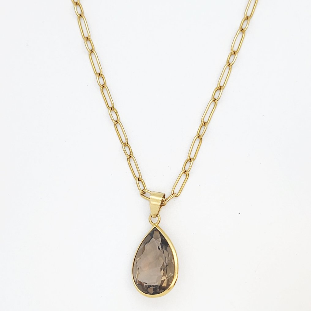 Necklace with pendant - 18 kt. Yellow gold - 14.00ct. tw. Quartz #1.0