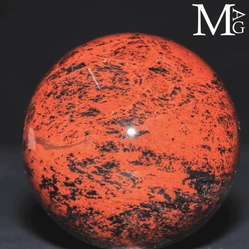 Sferă de obsidian mahogany - Calitate foarte rară - Sferă de obsidian cu pete roșii - Înălțime: 83 mm - Lățime: 83 mm- 660 g #1.0