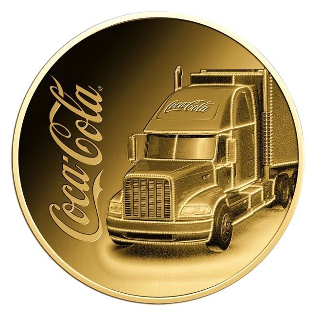 Tsjad. 3000 Francs 1/1000 oz 999 Fine Gold 3000 CFA Francs Chad Coca-Cola Truck Coin (In Assay) (Ingen reservasjonspris) #1.0