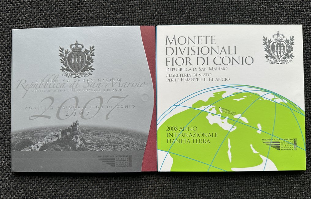 Σαν Μαρίνο. Year Set (BU) 2007/2008 (incl. zilveren 5 Euro) (2 sets)  (χωρίς τιμή ασφαλείας) #1.0