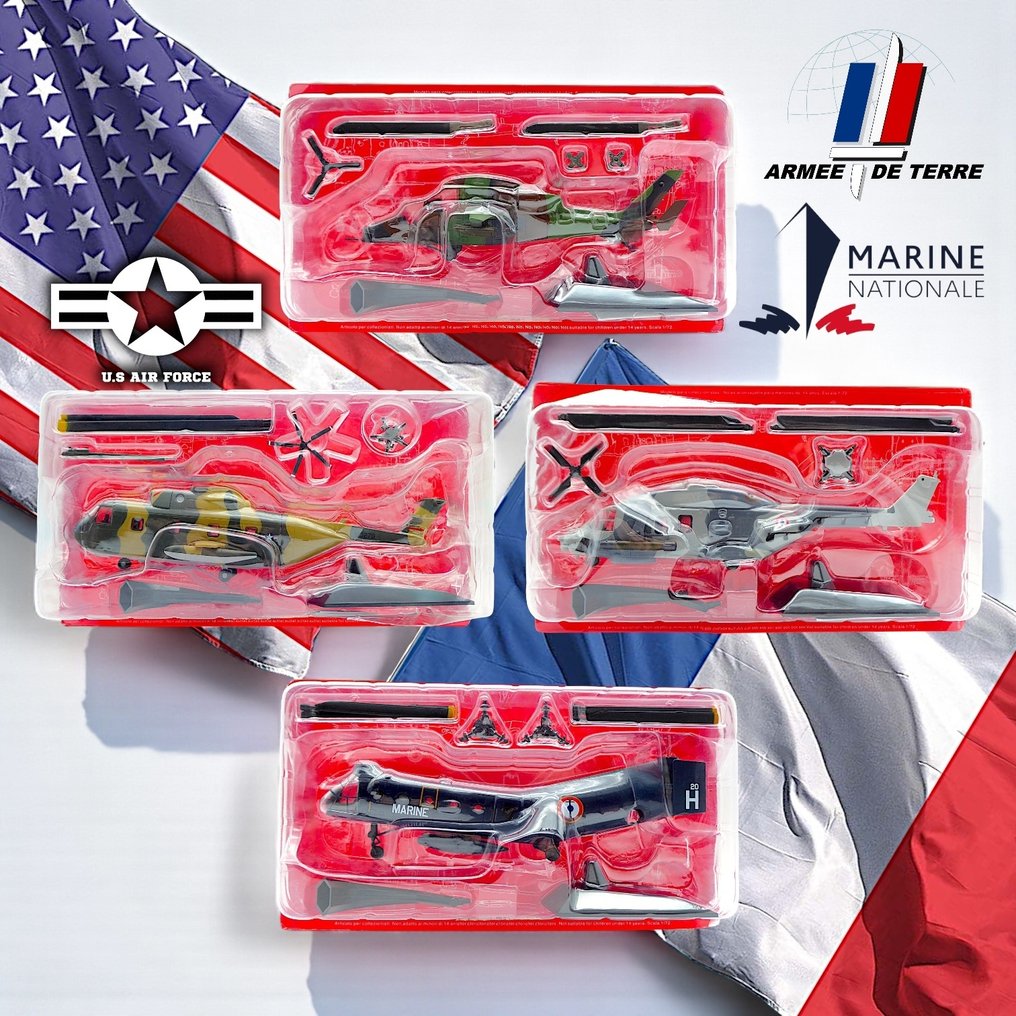 Armee de Terre/Marine Nationale (France), U.S. Air Force (USA) 1:72 - Militärfahrzeugmodell (4) - Eurocopter EC665 Tiger/Piasecki H-21 Flying Banana/Nhindustries NH90 NFH/Sikorsky HH-3E Jolly Green - Serie 'Ehre, Vaterland, Wert, Disziplin' / 'SEMPER SUPRA' #1.0