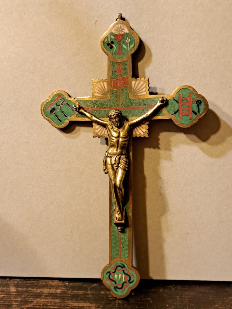 日本 Narban 十字架像 - 铜 - 珐琅工艺 - 日本 - Meiji period (1868-1912) #1.0