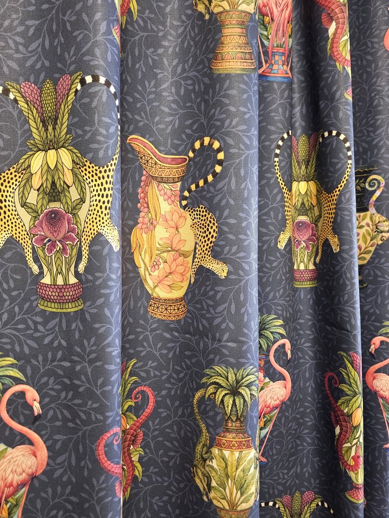 Limited edition! XXL fabric 'Vases Paradise' with crocodiles and flamingos - 300x280cm - Artistic - Textile  - 300 cm - 280 cm #4.3