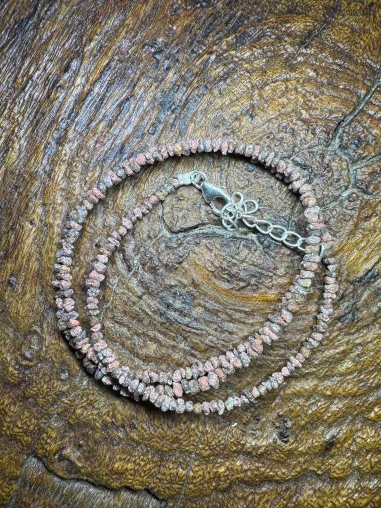 Ketting van ruwe rood-bruin diamanten + 925 zilver. 23,76 karaat. Geen reserveprijs! Sieraden- 4.75 g #1.0