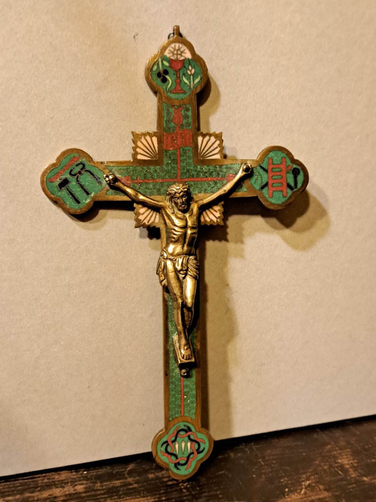 日本 Narban 十字架像 - 铜 - 珐琅工艺 - 日本 - Meiji period (1868-1912) #1.0